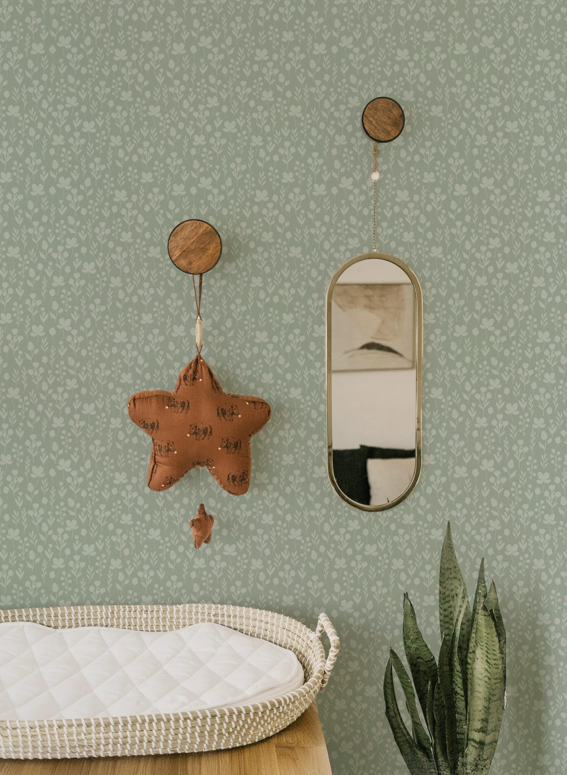 Sage Green on Green Floral Wallpaper, Delicate Flower Pattern, Pressed Floral Garden, Wildflower Coquette Grandmillennial Shabby Chic - Image 10