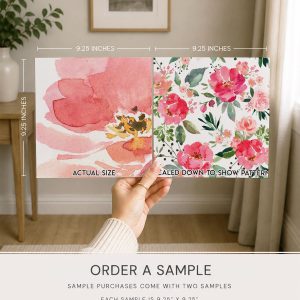 Magenta Floral Peel & Stick Wallpaper, Hot Pink Rose Nursery Mural (Large Print)