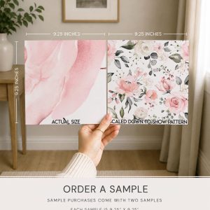 Pink Peach Rose Floral Peel and Stick Wallpaper, Vintage Coquette Nursery Mural